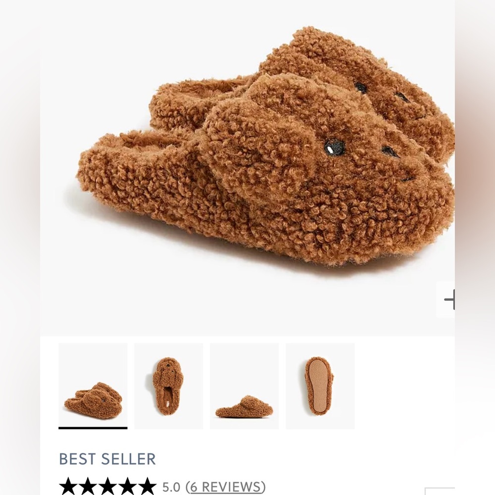 J.CREW Fuzzy Dog Slippers, Size 13 (kids)
